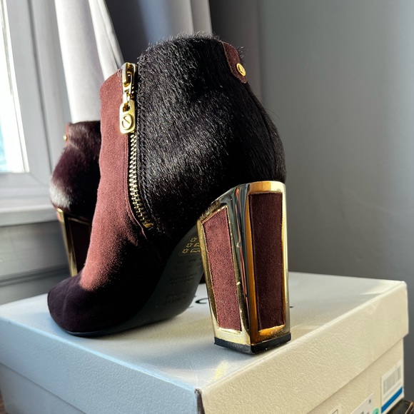 Kat Maconie Stella Boots - Burgundy suede + pony hair and gold - Picture 3 of 7